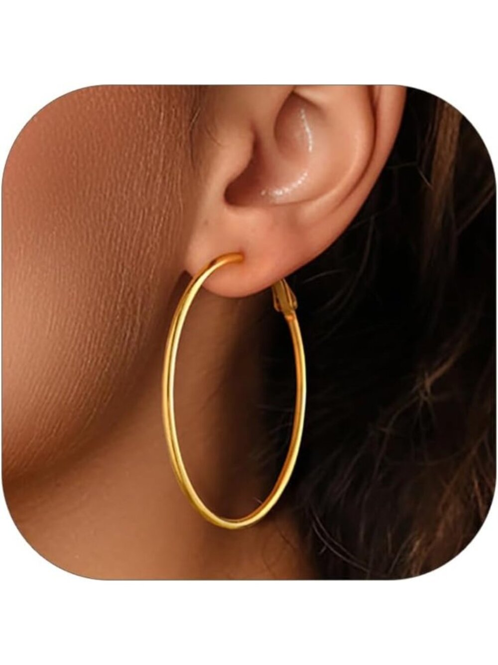 14K Gold Plated Large Thin Hoop Earrings for Women - Stylish & Lightweight